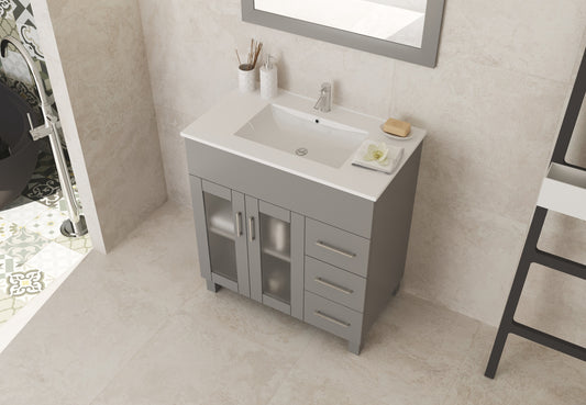 Nova 32" Grey Bathroom Vanity with White Ceramic Basin Countertop