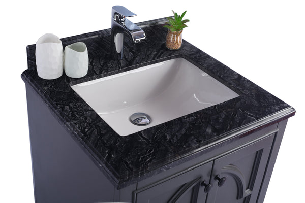 Odyssey 24 Maple Grey Bathroom Vanity with Black Wood Marble Countertop