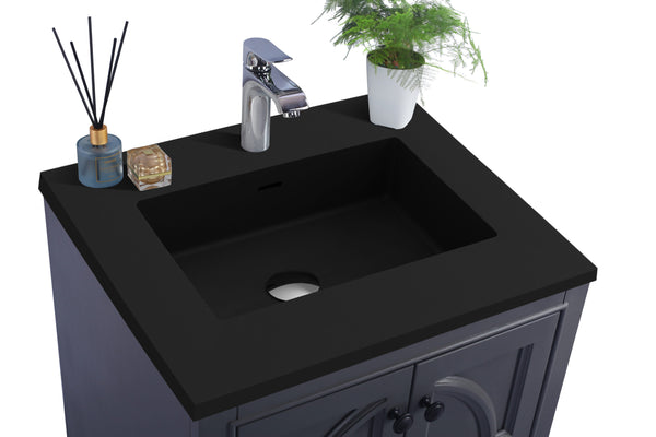 Odyssey 24 Maple Grey Bathroom Vanity with Matte Black VIVA Stone Solid Surface Countertop