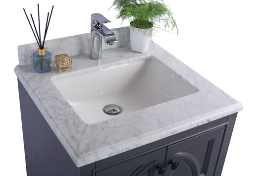 Odyssey 24" Maple Grey Bathroom Vanity with White Carrara Marble Countertop