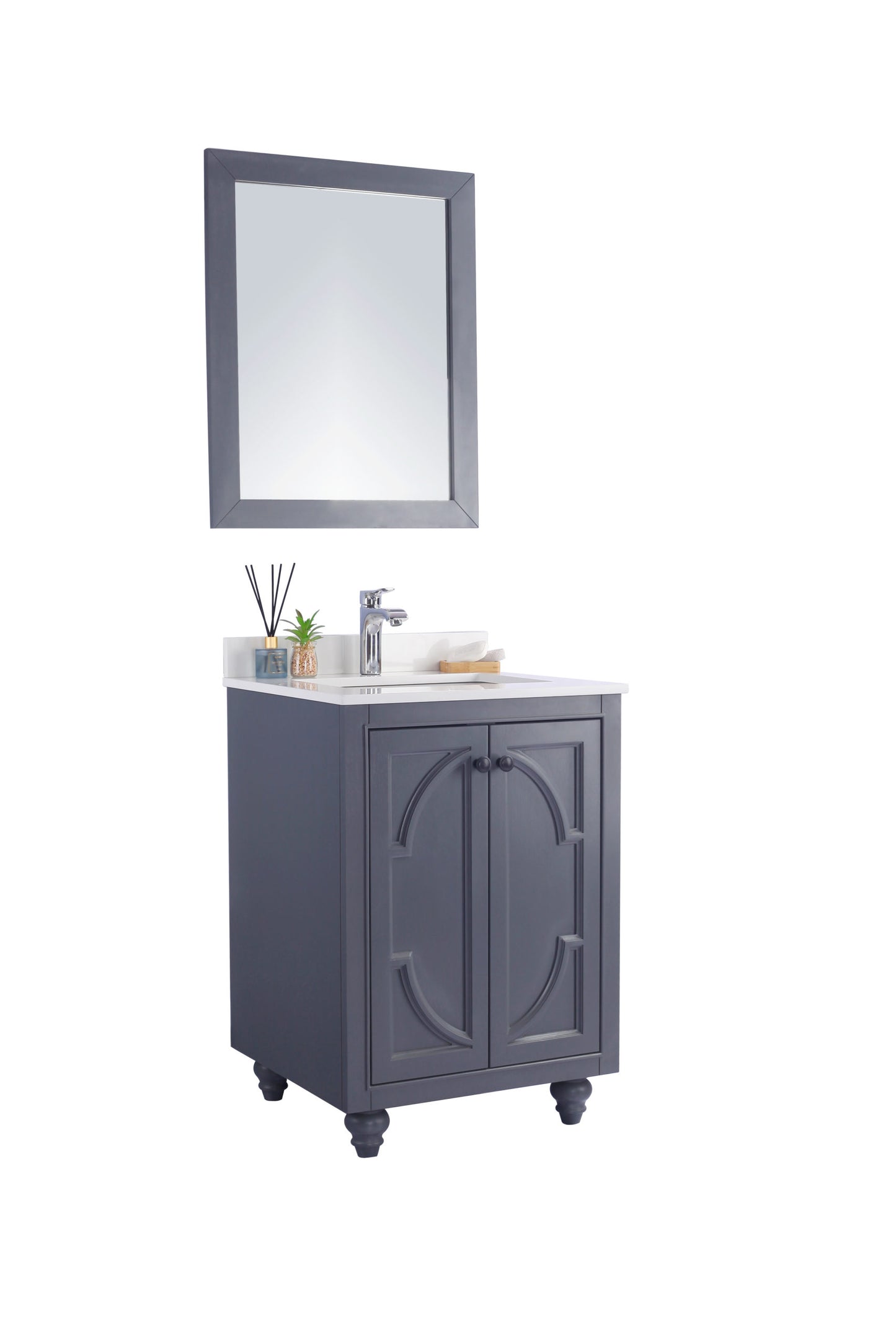 Odyssey 24" Maple Grey Bathroom Vanity with White Quartz Countertop