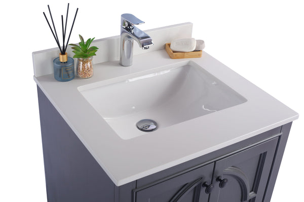 Odyssey 24 Maple Grey Bathroom Vanity with White Quartz Countertop