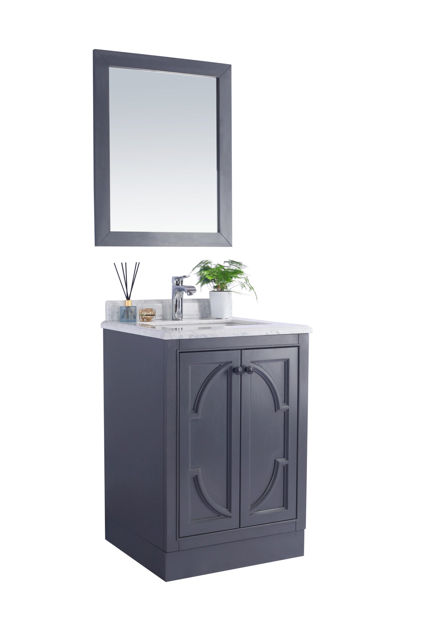 Odyssey 24" Maple Grey Bathroom Vanity with White Quartz Countertop
