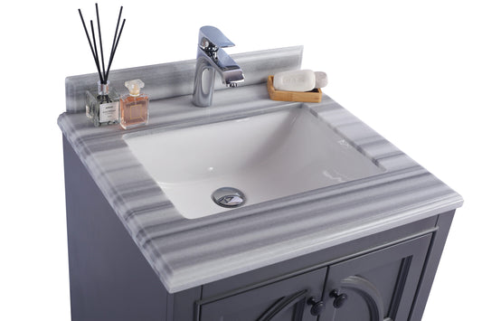 Odyssey 24" Maple Grey Bathroom Vanity with White Stripes Marble Countertop