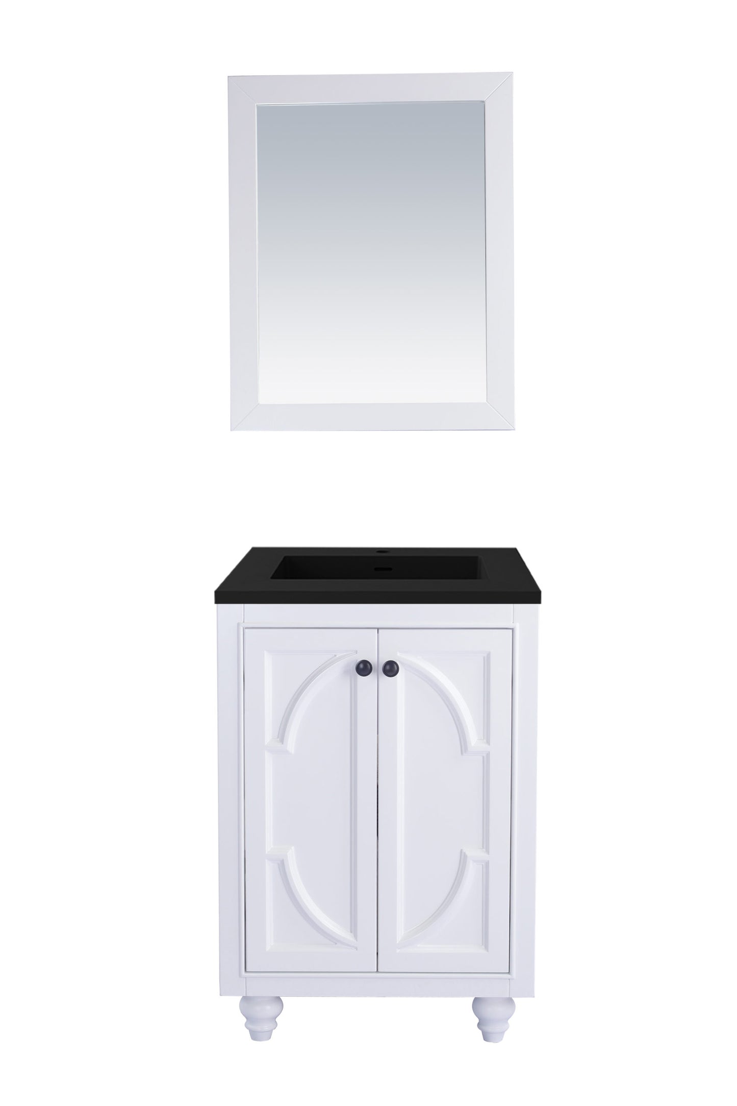 Odyssey 24" White Bathroom Vanity with Matte Black VIVA Stone Solid Surface Countertop
