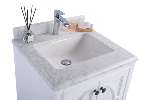 Odyssey 24 White Bathroom Vanity with White Carrara Marble Countertop