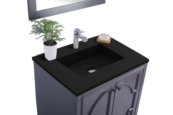 Odyssey 30 Maple Grey Bathroom Vanity with Matte Black VIVA Stone Solid Surface Countertop