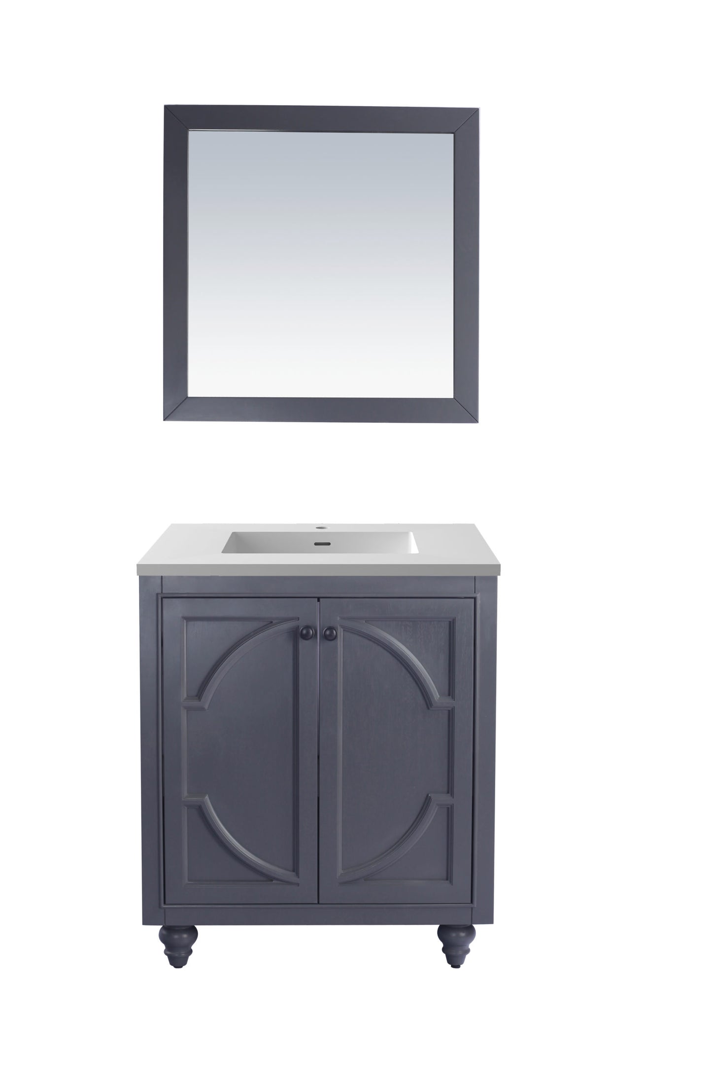 Odyssey 30" Maple Grey Bathroom Vanity with Matte White VIVA Stone Solid Surface Countertop