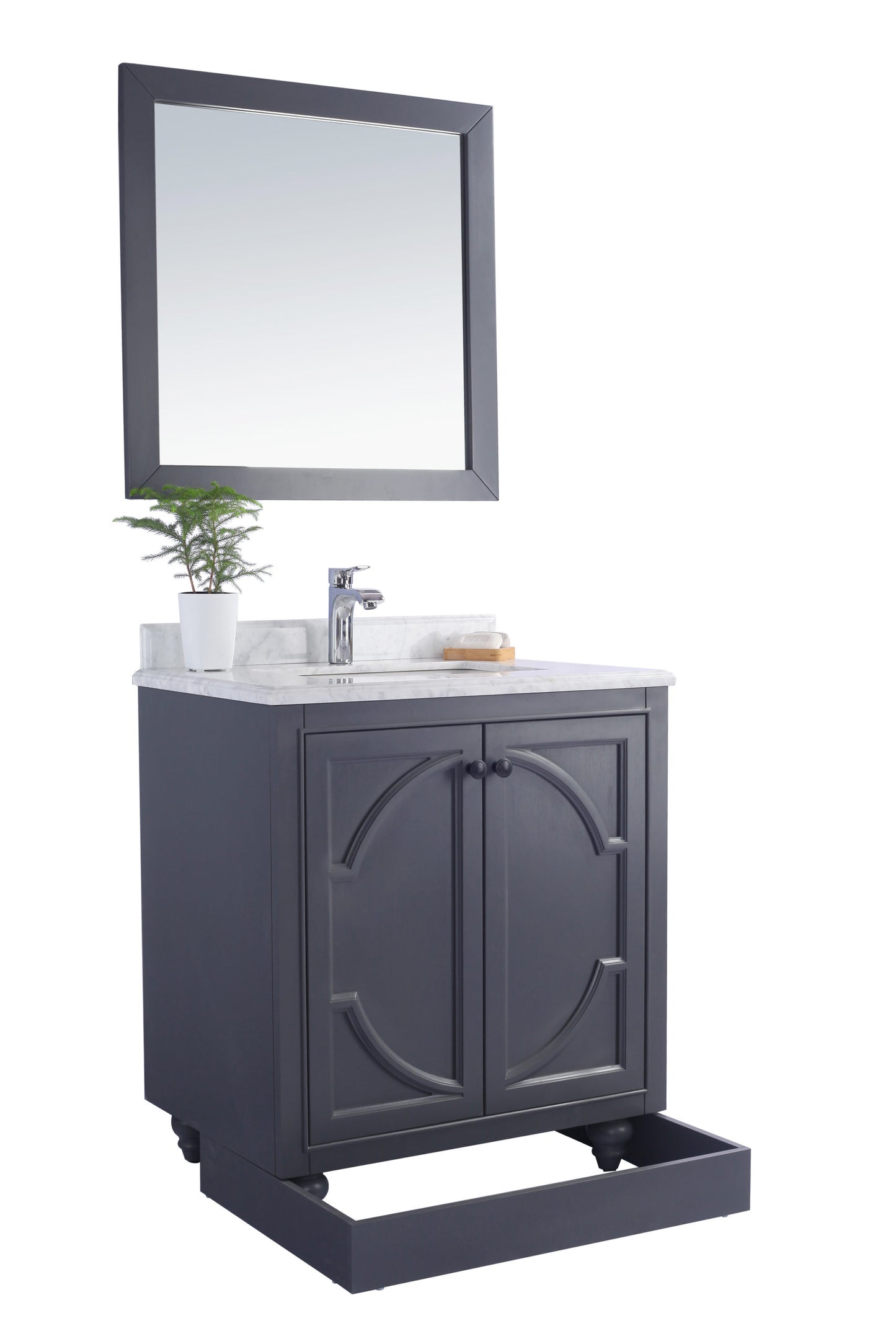 Odyssey 30" Maple Grey Bathroom Vanity with Matte White VIVA Stone Solid Surface Countertop