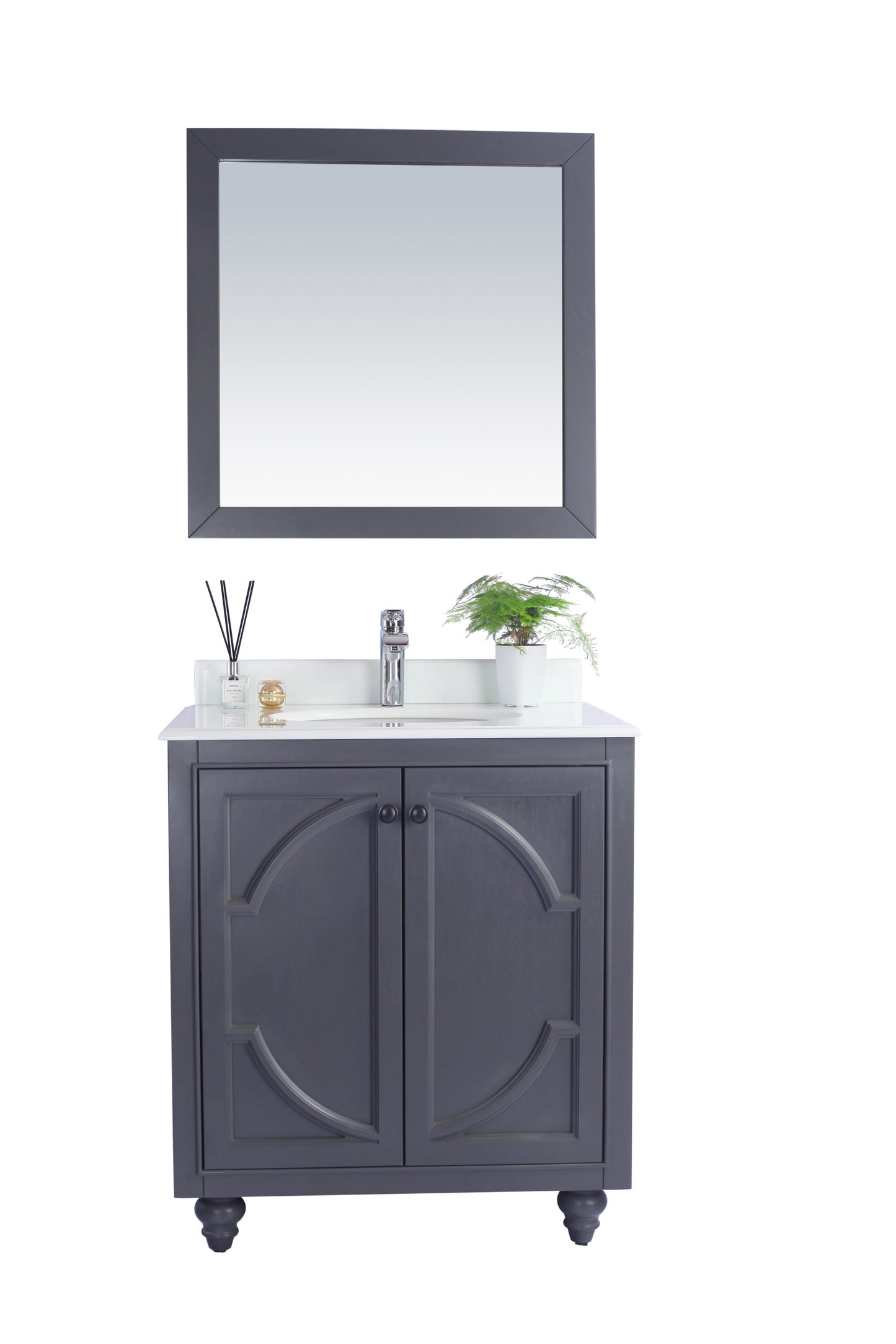 Odyssey 30" Maple Grey Bathroom Vanity with Pure White Phoenix Stone Countertop
