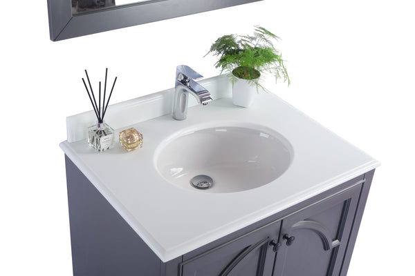 Odyssey 30 Maple Grey Bathroom Vanity with Pure White Phoenix Stone Countertop