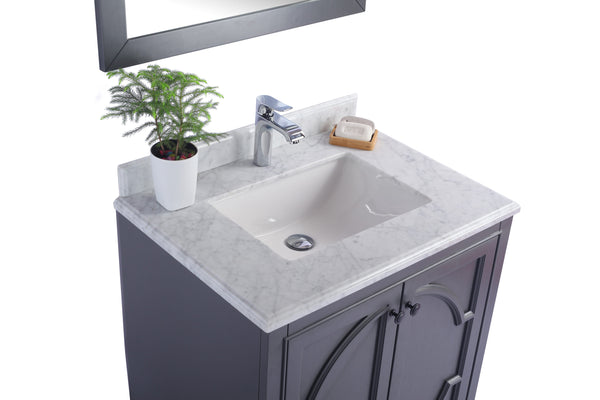 Odyssey 30 Maple Grey Bathroom Vanity with White Carrara Marble Countertop