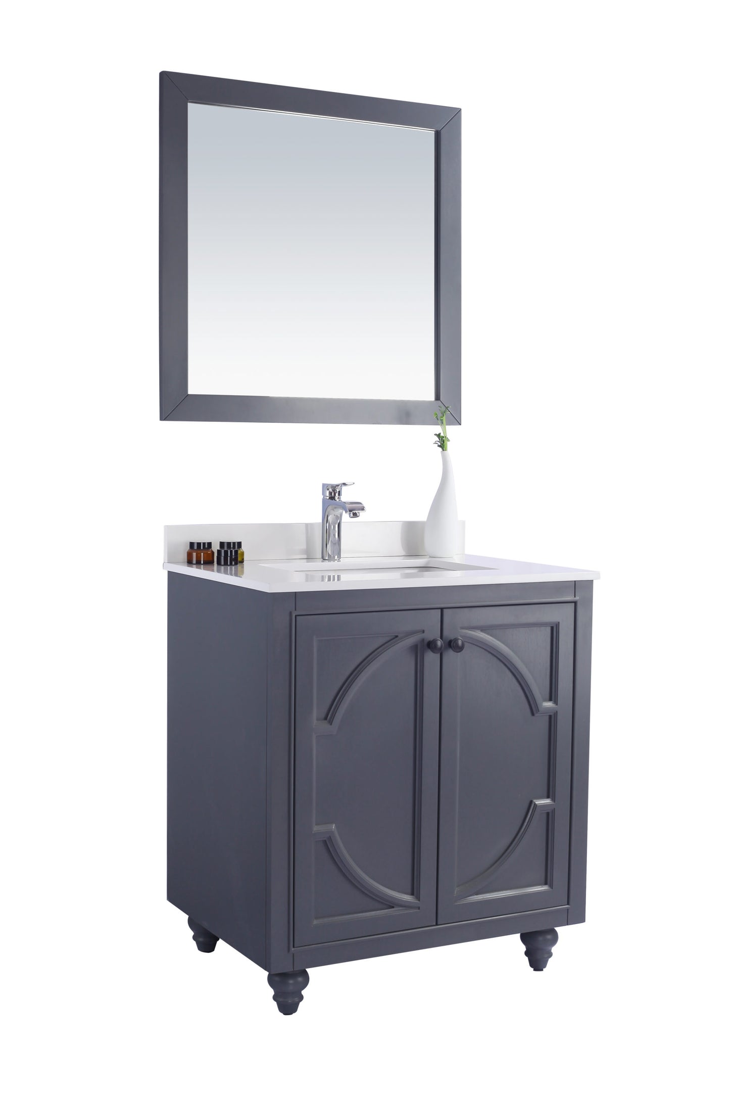 Odyssey 30" Maple Grey Bathroom Vanity with White Quartz Countertop