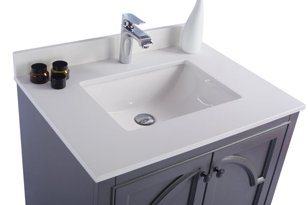 Odyssey 30 Maple Grey Bathroom Vanity with White Quartz Countertop