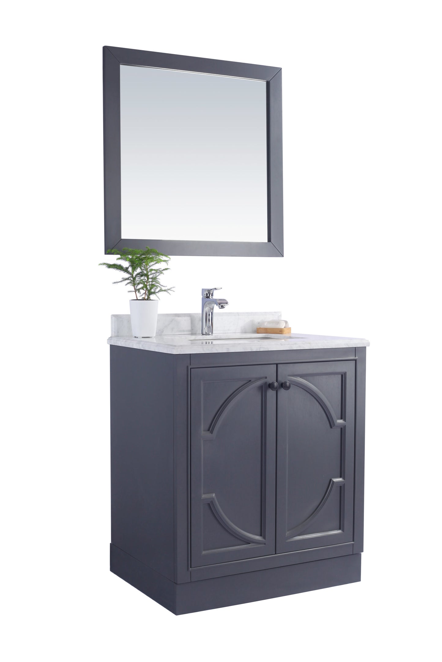 Odyssey 30" Maple Grey Bathroom Vanity with White Stripes Marble Countertop