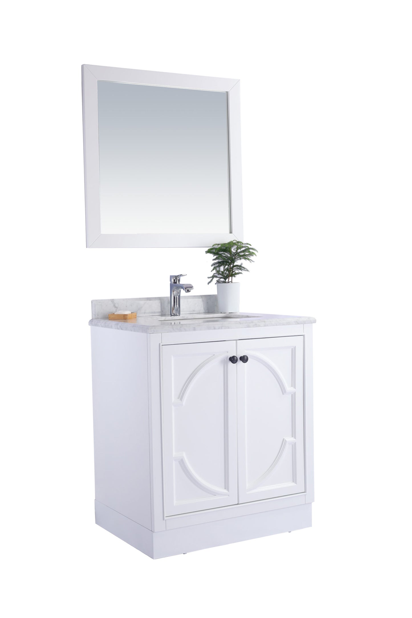 Odyssey 30" White Bathroom Vanity with Pure White Phoenix Stone Countertop