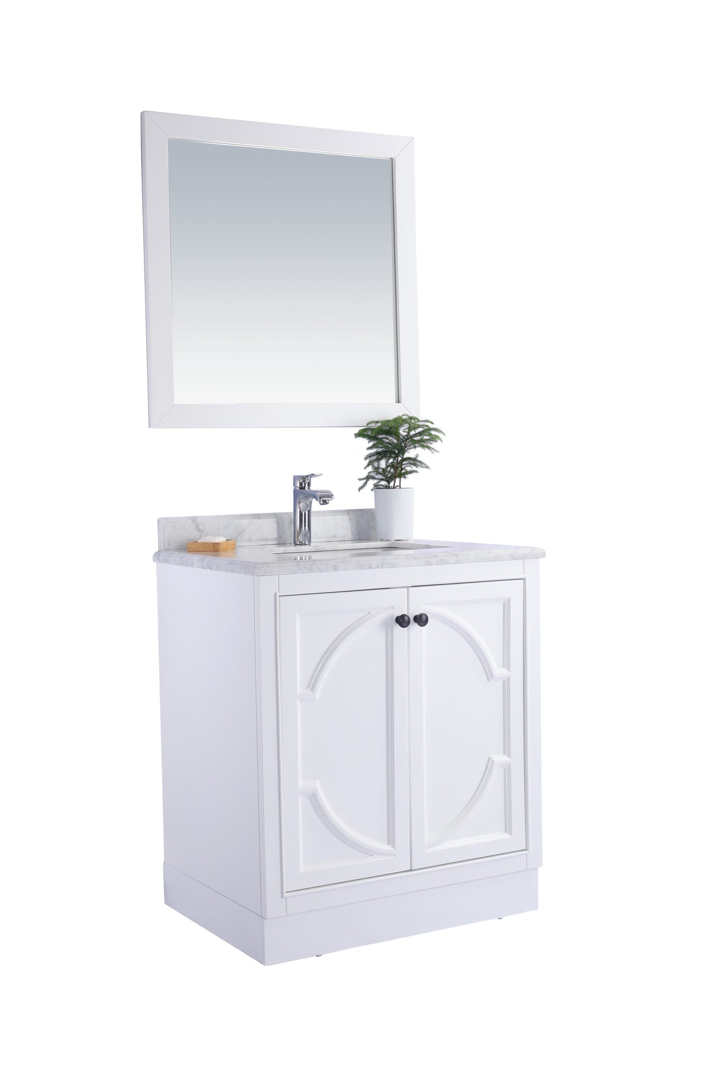Odyssey 30" White Bathroom Vanity with White Carrara Marble Countertop