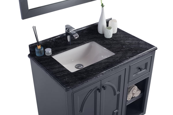 Odyssey 36 Maple Grey Bathroom Vanity with Black Wood Marble Countertop