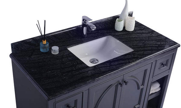 Odyssey 48 Maple Grey Bathroom Vanity with Black Wood Marble Countertop