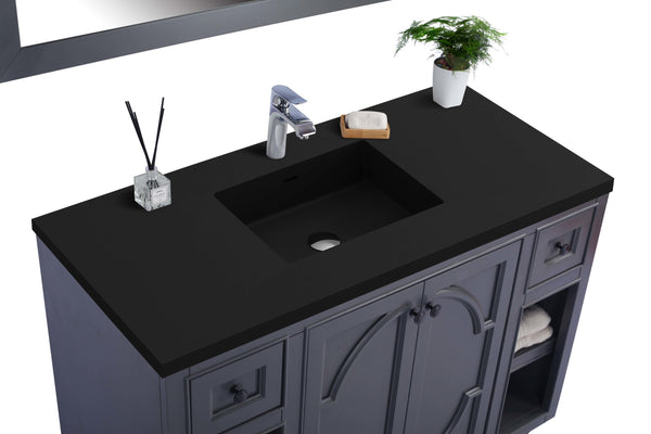 Odyssey 48 Maple Grey Bathroom Vanity with Matte Black VIVA Stone Solid Surface Countertop