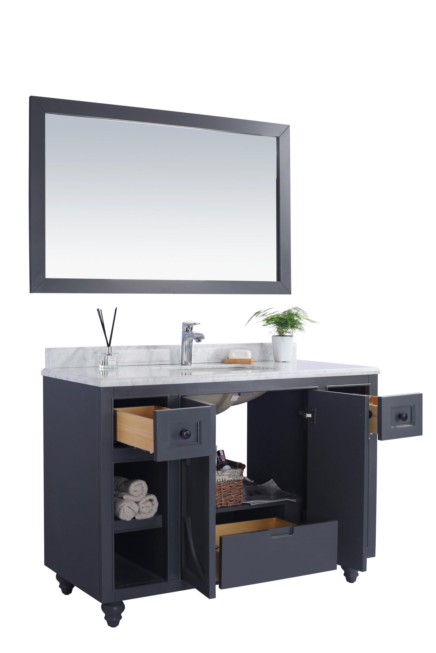 Odyssey 48" Maple Grey Bathroom Vanity with Matte Black VIVA Stone Solid Surface Countertop