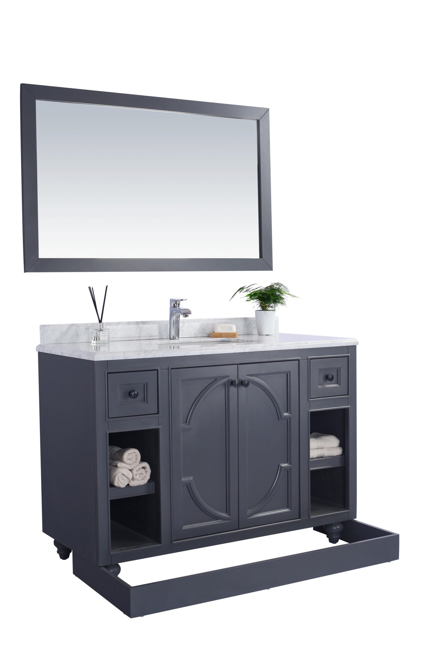 Odyssey 48" Maple Grey Bathroom Vanity with Matte White VIVA Stone Solid Surface Countertop