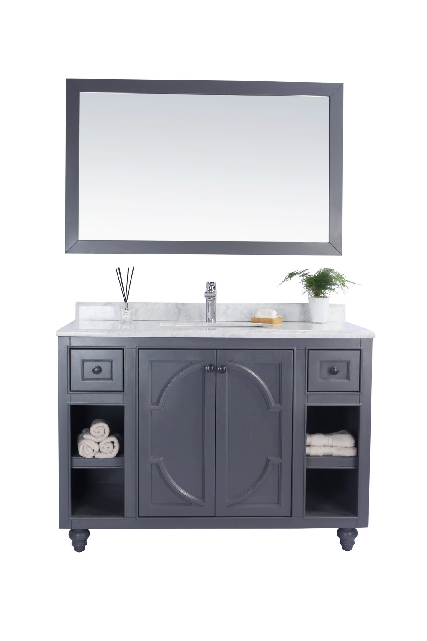 Odyssey 48" Maple Grey Bathroom Vanity with White Carrara Marble Countertop
