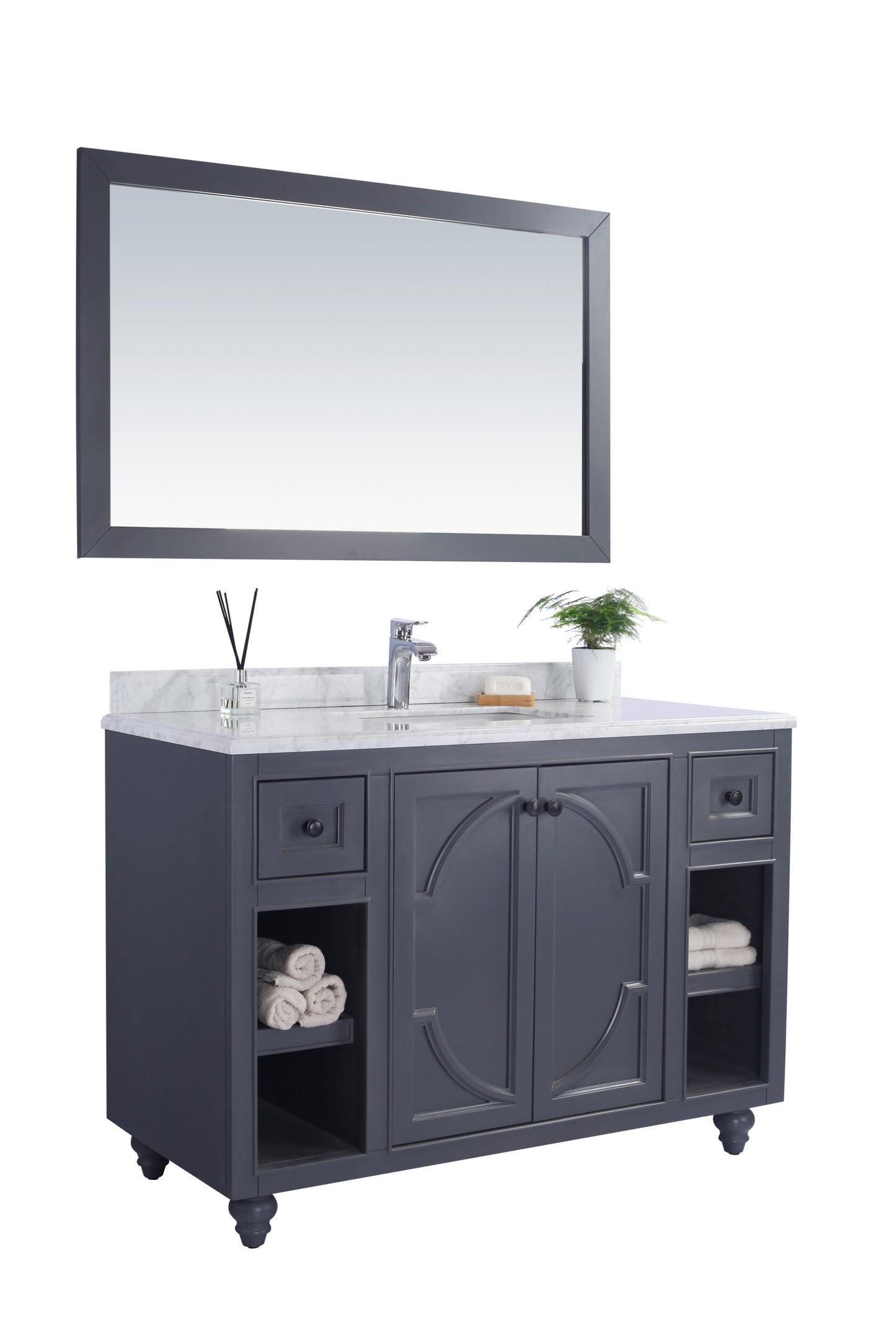 Odyssey 48" Maple Grey Bathroom Vanity with White Carrara Marble Countertop