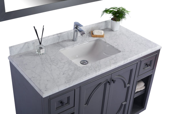 Odyssey 48 Maple Grey Bathroom Vanity with White Carrara Marble Countertop