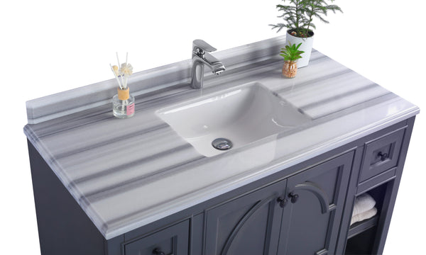 Odyssey 48 Maple Grey Bathroom Vanity with White Stripes Marble Countertop