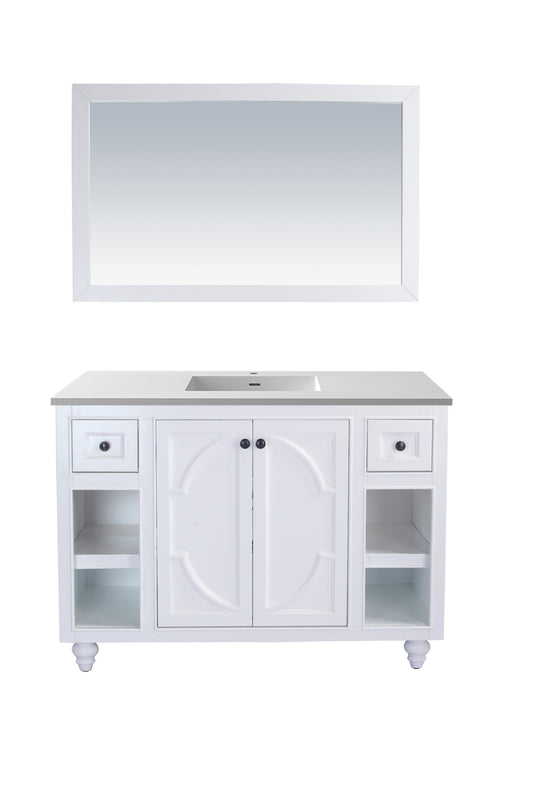 Odyssey 48" White Bathroom Vanity with Matte White VIVA Stone Solid Surface Countertop
