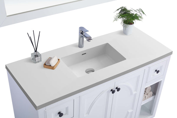 Odyssey 48 White Bathroom Vanity with Matte White VIVA Stone Solid Surface Countertop