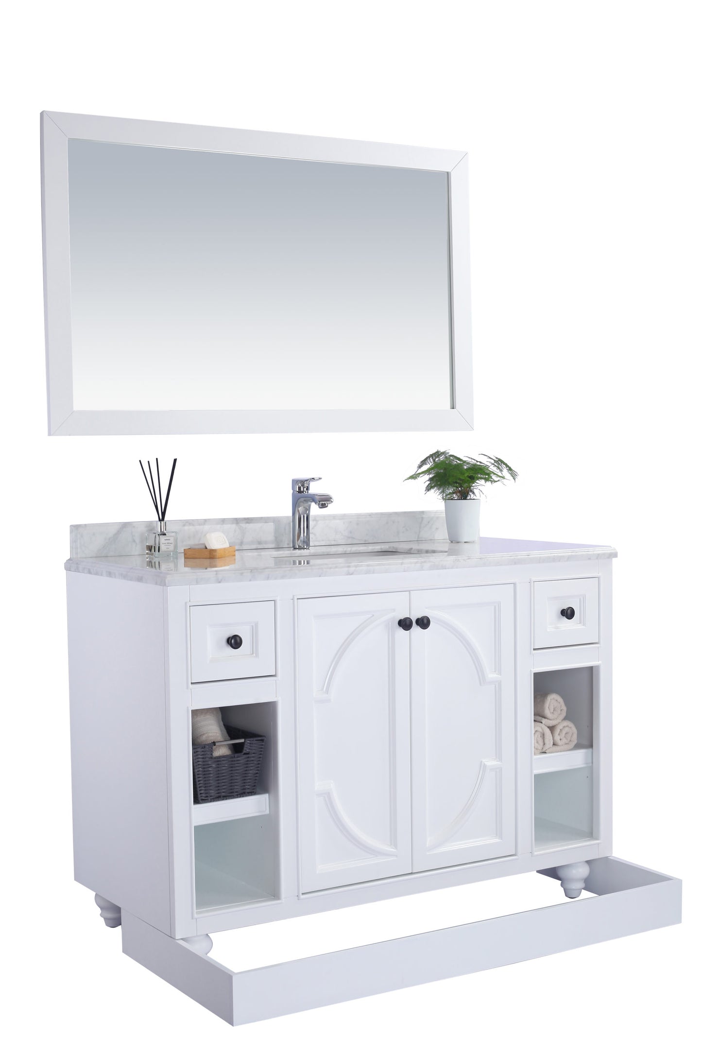 Odyssey 48" White Bathroom Vanity with Matte White VIVA Stone Solid Surface Countertop