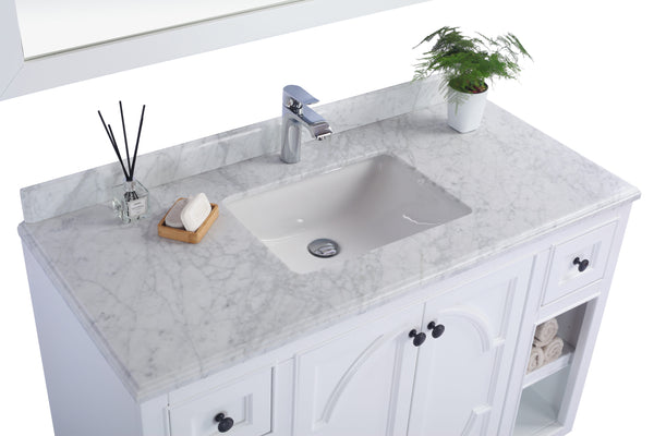 Odyssey 48 White Bathroom Vanity with White Carrara Marble Countertop