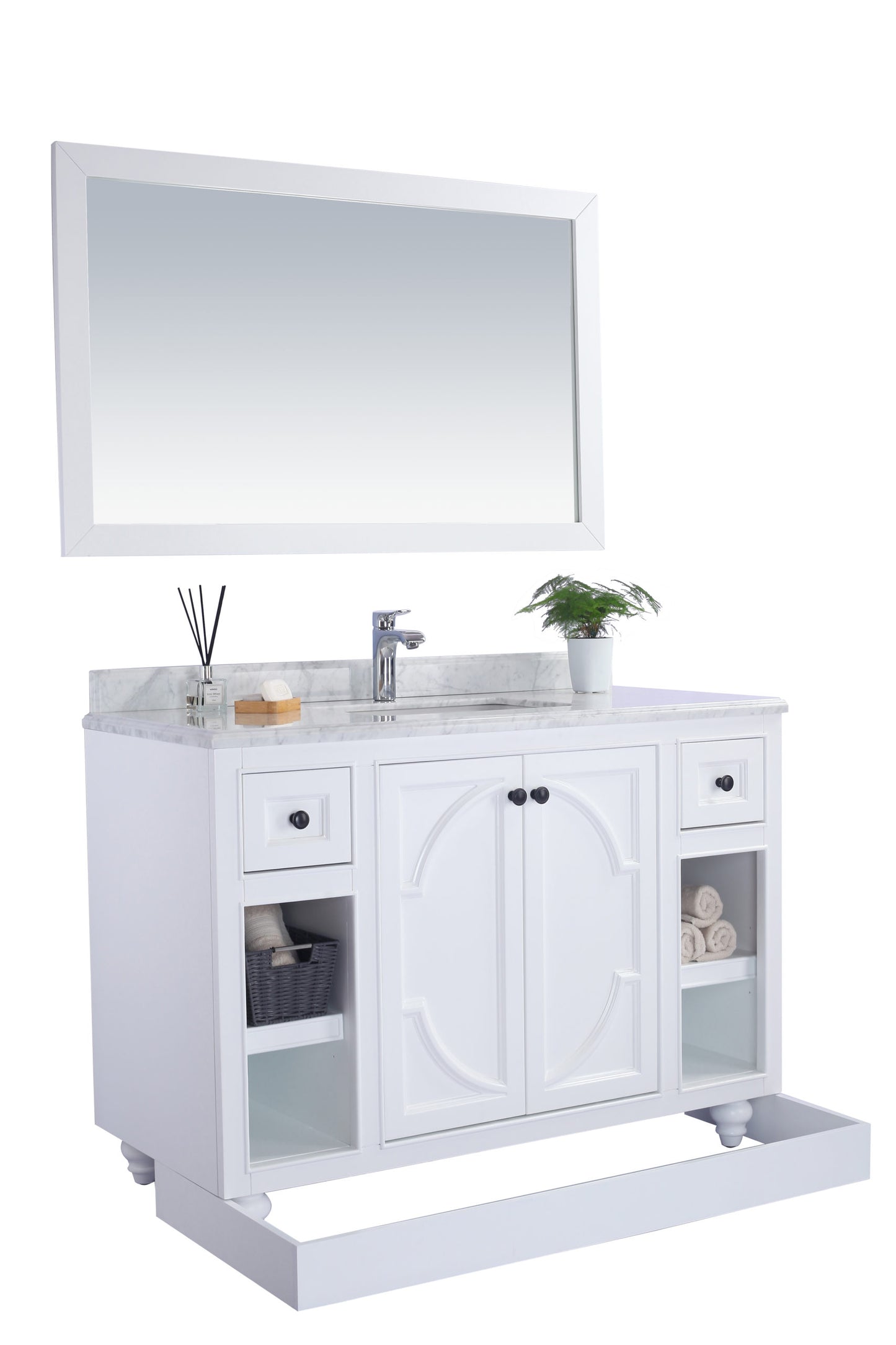 Odyssey 48" White Bathroom Vanity with White Carrara Marble Countertop