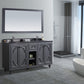 Odyssey 60" Maple Grey Double Sink Bathroom Vanity with Black Wood Marble Countertop