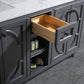 Odyssey 60" Maple Grey Double Sink Bathroom Vanity with Matte Black VIVA Stone Solid Surface Countertop