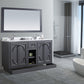 Odyssey 60" Maple Grey Double Sink Bathroom Vanity with White Stripes Marble Countertop