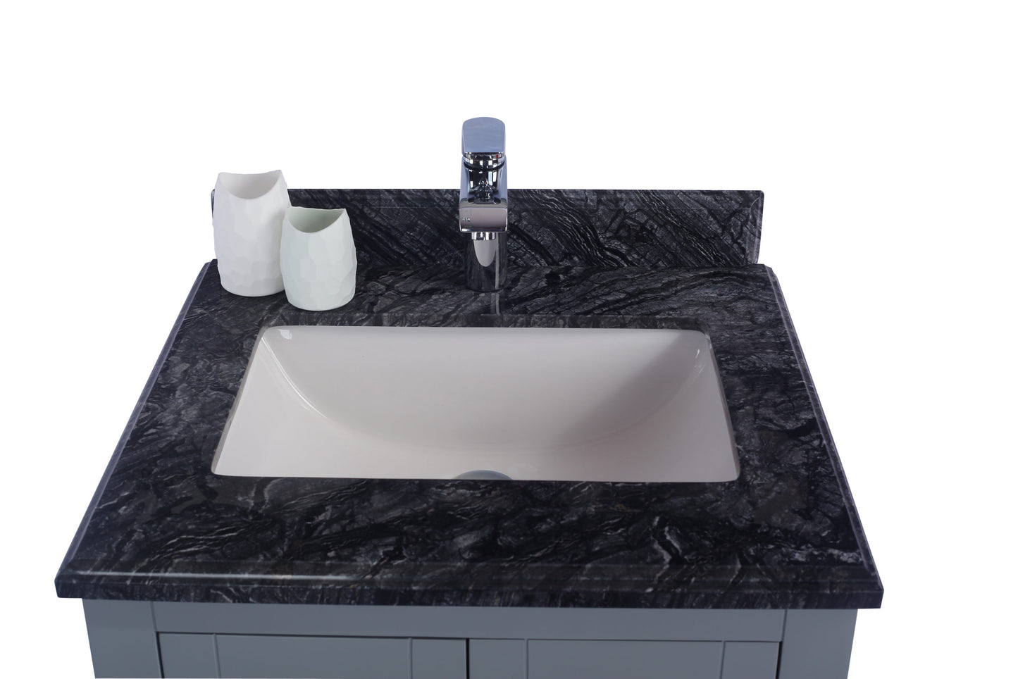 Wilson 24" Grey Bathroom Vanity with Black Wood Marble Countertop