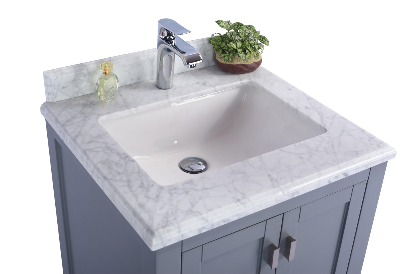 Wilson 24" Grey Bathroom Vanity with White Carrara Marble Countertop