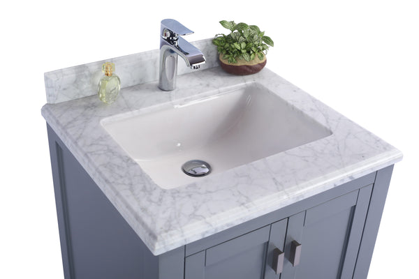 Wilson 24 Grey Bathroom Vanity with White Carrara Marble Countertop