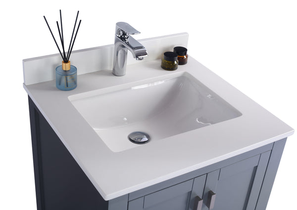 Wilson 24 Grey Bathroom Vanity with White Quartz Countertop