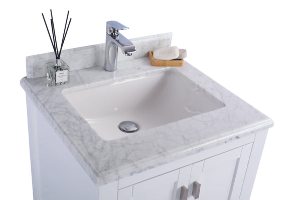 Wilson 24 White Bathroom Vanity with White Carrara Marble Countertop