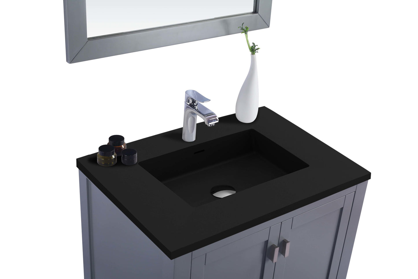 Wilson 30" Grey Bathroom Vanity with Matte Black VIVA Stone Solid Surface Countertop