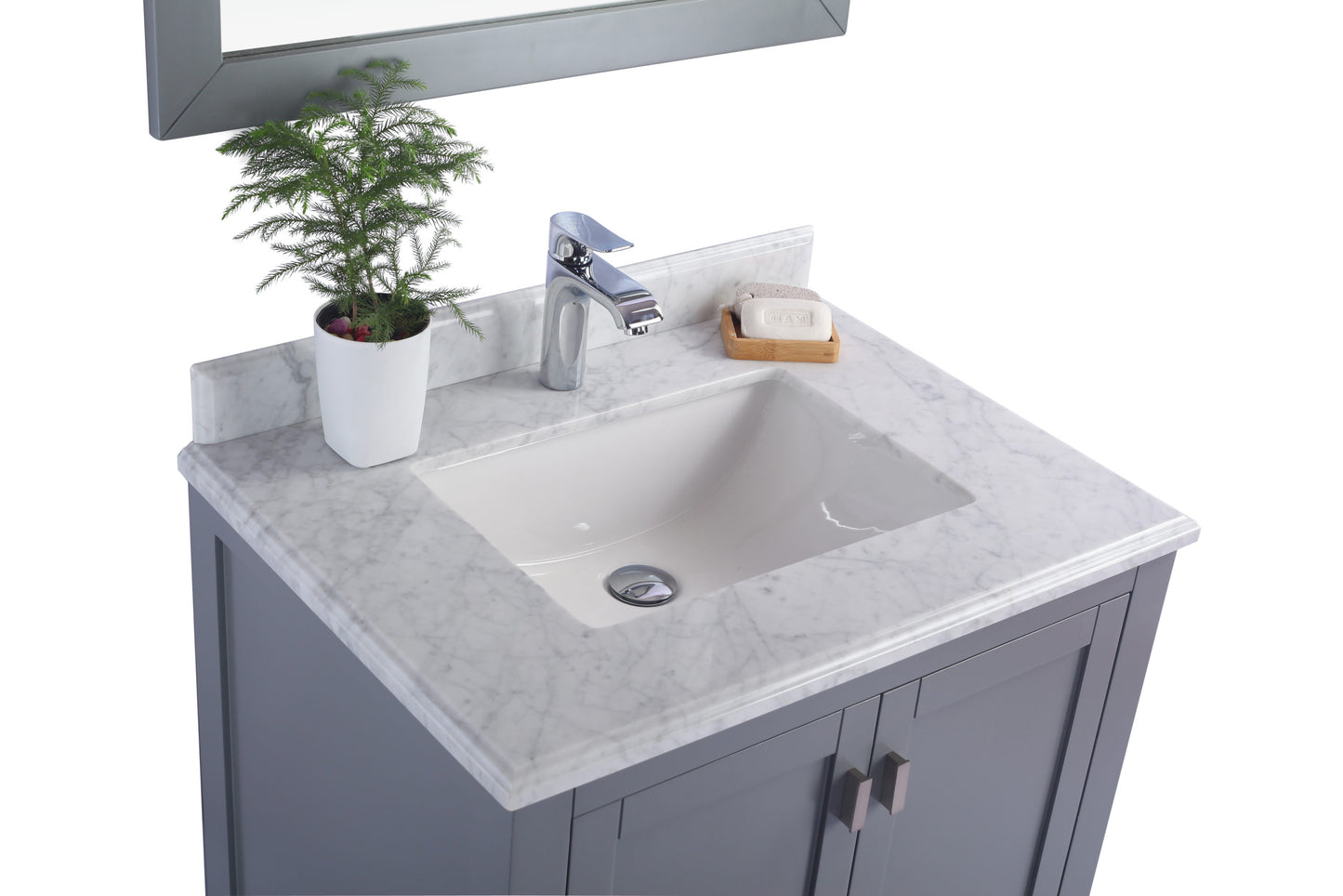Wilson 30" Grey Bathroom Vanity with White Carrara Marble Countertop