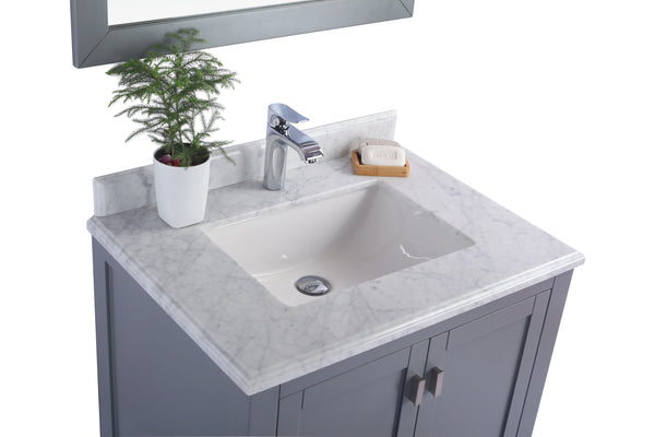Wilson 30 Grey Bathroom Vanity with White Carrara Marble Countertop