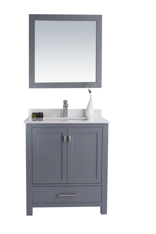 Wilson 30" Grey Bathroom Vanity with White Quartz Countertop