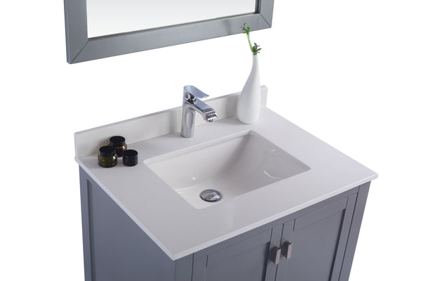 Wilson 30 Grey Bathroom Vanity with White Quartz Countertop
