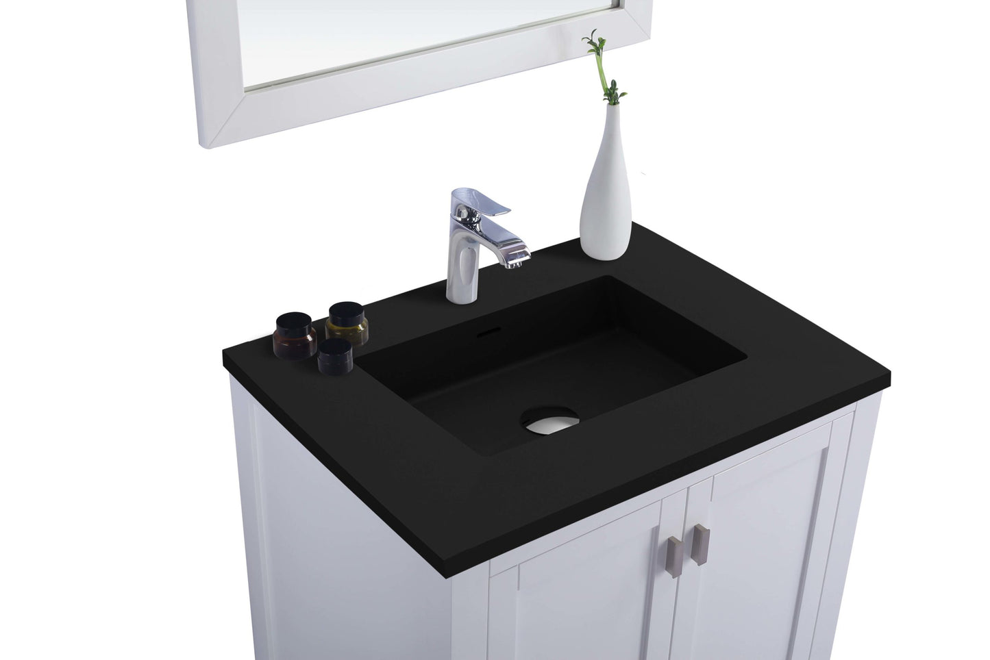 Wilson 30" White Bathroom Vanity with Matte Black VIVA Stone Solid Surface Countertop