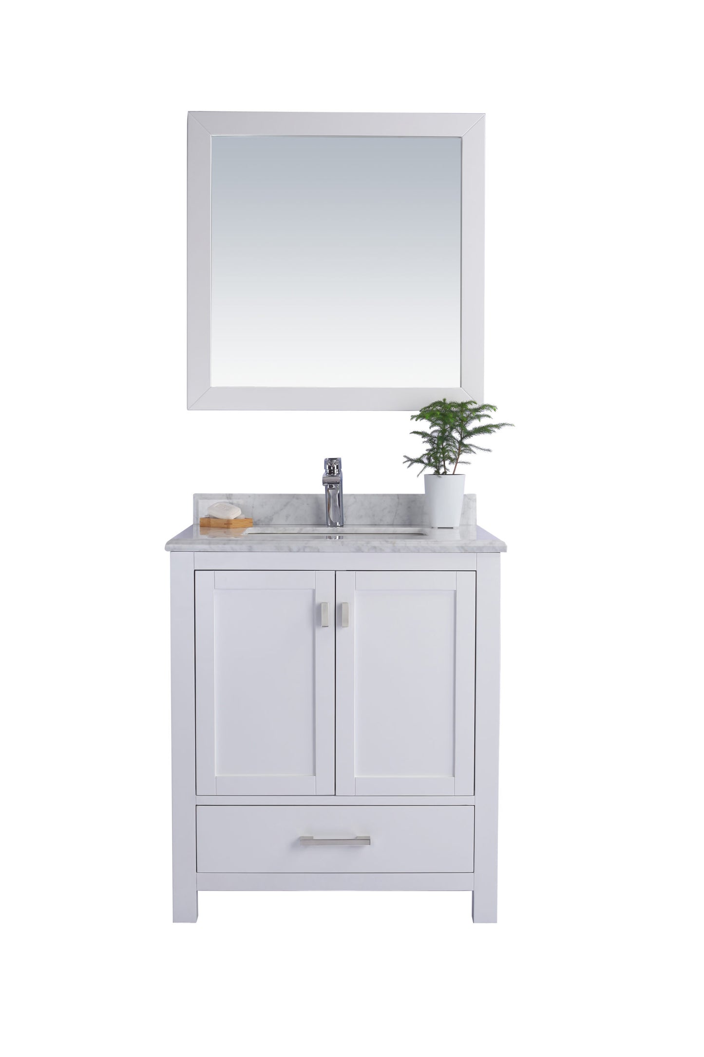 Wilson 30" White Bathroom Vanity with White Carrara Marble Countertop